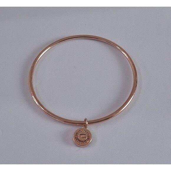 EUC Coach Rose Gold-Tone Bangle Bracelet Ww/  Logo  Charm - Picture 6 of 7